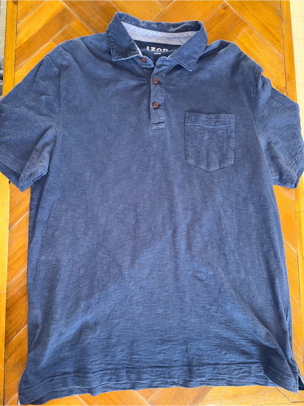 Izod Men’s Short Sleeve Dark Navy Polo with Chest Pocket Size Large Casual